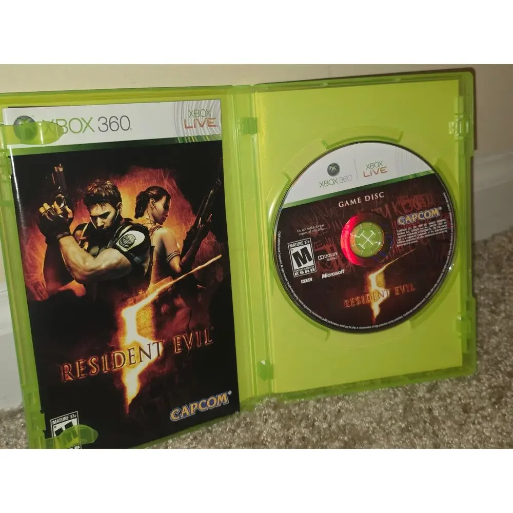 Resident Evil 5 Microsoft Xbox 360 Video Game CIB Complete With Box And Manual